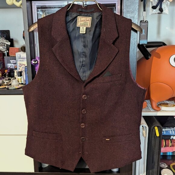 *VINTAGE* SCOTCH & SODA FORMAL 4 POCKET WOOL VEST W/ POCKET SQUARE US S/46 - Picture 1 of 6